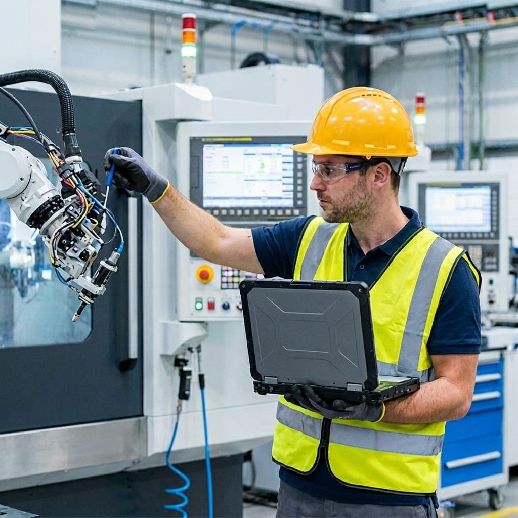 Engineer programming Siemens PLC